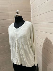 Imported Double layer Cream Knit Cardigan