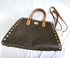 Michael Kors Studded Monogram Dome Satchel Bag