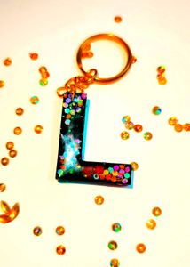 Glitter Letter L Keychain