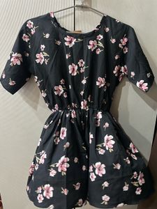 Black Floral Short Jumpsuit