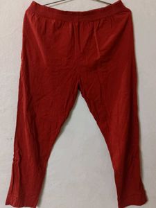 Red Cotton Stright Pant