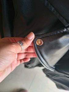 Black Faux Leather Biker Jacket