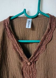 Elegant Brown Textured Blouse