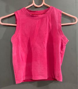 Hot Pink Sleeveless Cropped Top