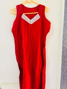 Vibrant Red dress with Lace Detail along wit