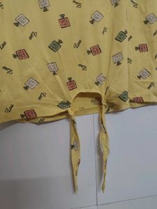 Cute Yellow Perfume Bottle Print Crop Top