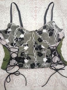 Green Fairycore Corset Bustier Top