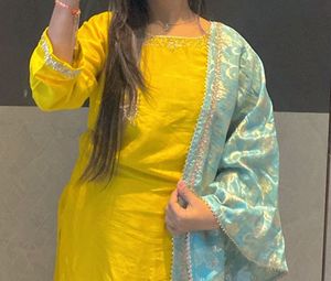 Yellow Embroidered Kurta plazo &amp;duppta