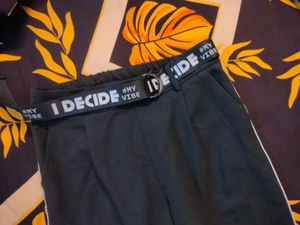 Black Track Pants with Belt