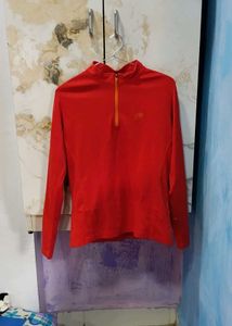 Red Long Sleeve Zip-Up Top