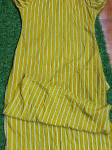 Mustard Yellow Striped Kurta Set
