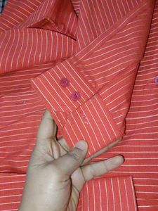 Orange Striped Men's Shirt