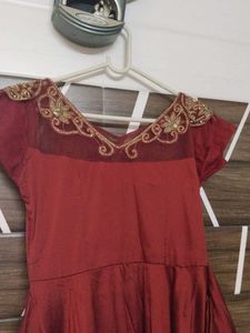cherry red ethnic gown