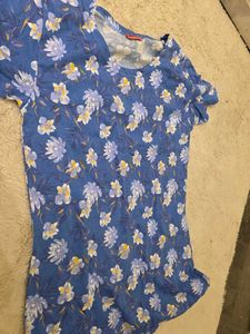 Blue Floral Print Top