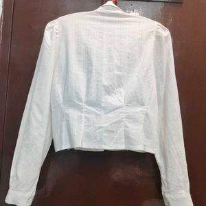 Elegant Pearl Embellished White Blouse