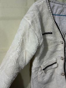 Fluffy White Textured Jacket
