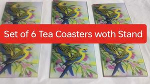 Bird Design 6 Coaster Set with Stand