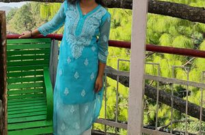 Blue Chikankari Kurta set