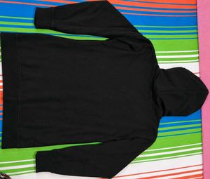 Black Zip-Up Hoodie with Red Logo