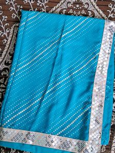 Beautiful Blue Saree with Silver Dots