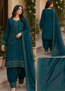 Elegant Teal Embroidered Salwar Suit with Dupatta