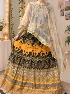 Elegant Embroidered Lehenga with Cape