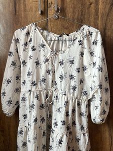 White Floral Tiered Midi Dress
