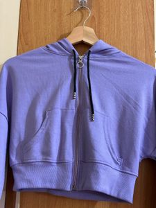 Cropped Lavender Zip-Up Hoodie