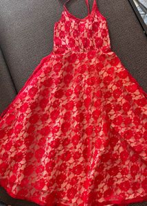 Red Lace Floral Dress