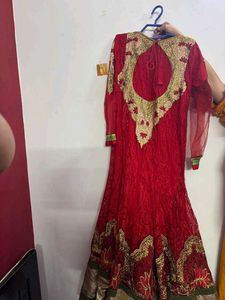 Elegant Red Embroidered Gown