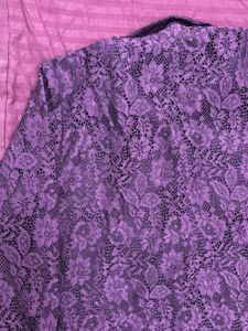 Elegant Purple Lace Button-Up Blouse