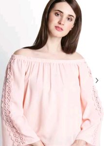 Annabelle By Pantaloons Off Shoulder Peach Top