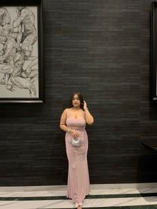 Elegant Pink Bodycon Maxi Dress