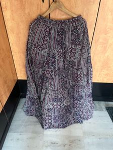 New ajrakh print purple Tiered Maxi Skirt/chaniya