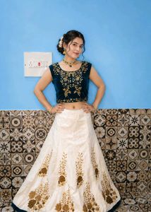 Stunning Navy Blue Embroidered Lehenga Choli