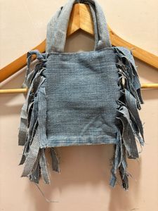 Pintresty Denim Mini fringe Bag with Star Detail