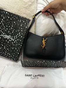 Saint Laurent Black YSL Hobo Bag