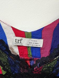 ZARA Vibrant Striped Cami Top with Lace Trim