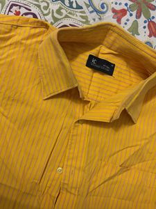 Men's Yellow Striped Button-Up Shirt