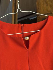 Elegant Orange Blouse with cape Cut Sleeve