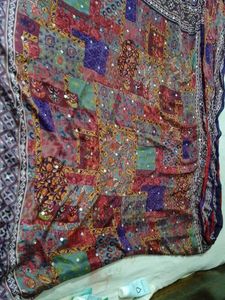 Embroidered Silk Saree with stones