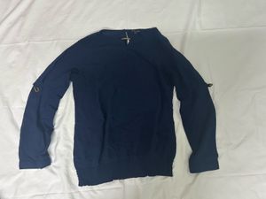 Semi Formal Wear Navy Blue Long Sleeve Top