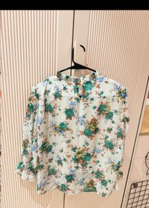 Floral Ruffle Button-Up Blouse
