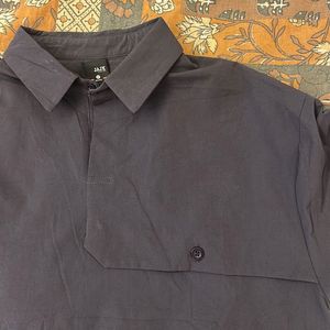 Men's Dark Blue Short Sleeve Collared Shirt