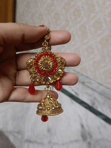 Exquisite Red & Gold Jhumka Earrings