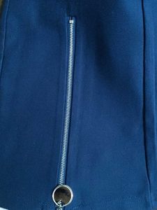 Flared Navy Blue Pants with Zippers