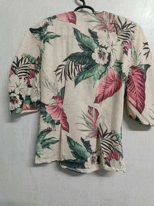 Zara Tropical Print Wrap Top