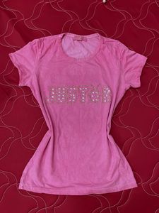 Pink "Just For" Rhinestone T-Shirt