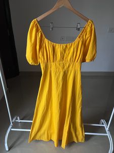 Yellow Linen Cotton Maxi Dress