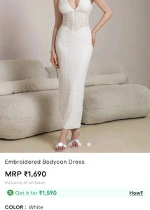 Elegant White Embroidered Bodycon Dress